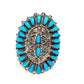 Zuni Turquoise Cluster Ring Sz 9 Sterling Silver Native