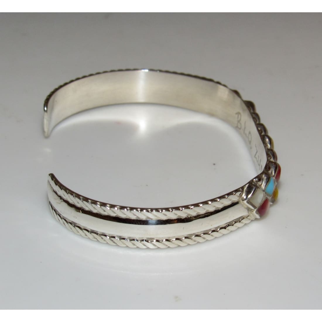 Zuni Turquoise Coral Bracelet Sterling Native American B.