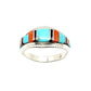 Zuni Turquoise Coral Inlay Ring Sz 9 Sterling Silver D.