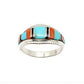 Zuni Turquoise Coral Inlay Ring Sz 9 Sterling Silver D.