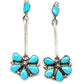 Zuni Turquoise Half Cluster Dangle Earrings Sterling Silver