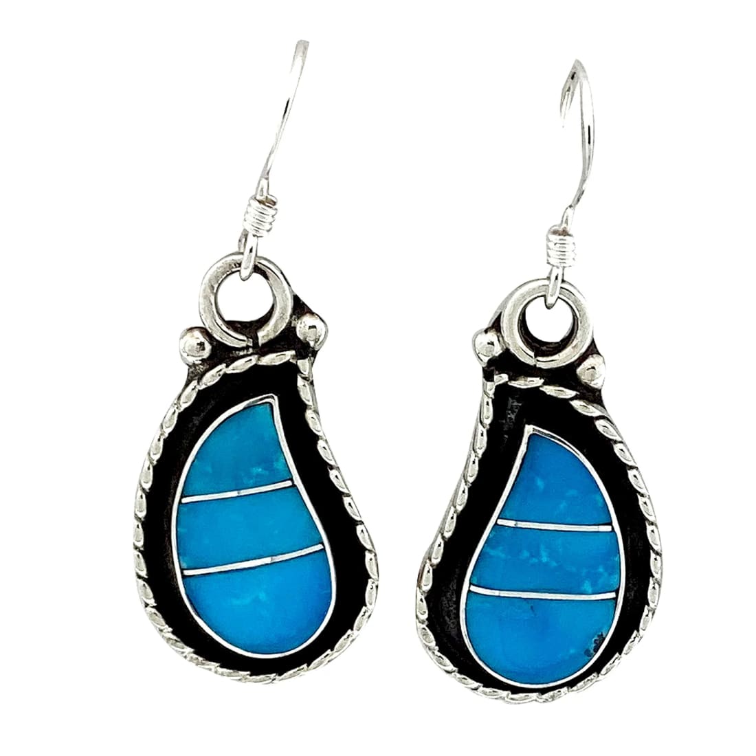 Zuni Turquoise Inlay Necklace and Earrings Set Sterling