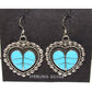 Zuni Turquoise Inlay & Sterling Silver Heart Dangle