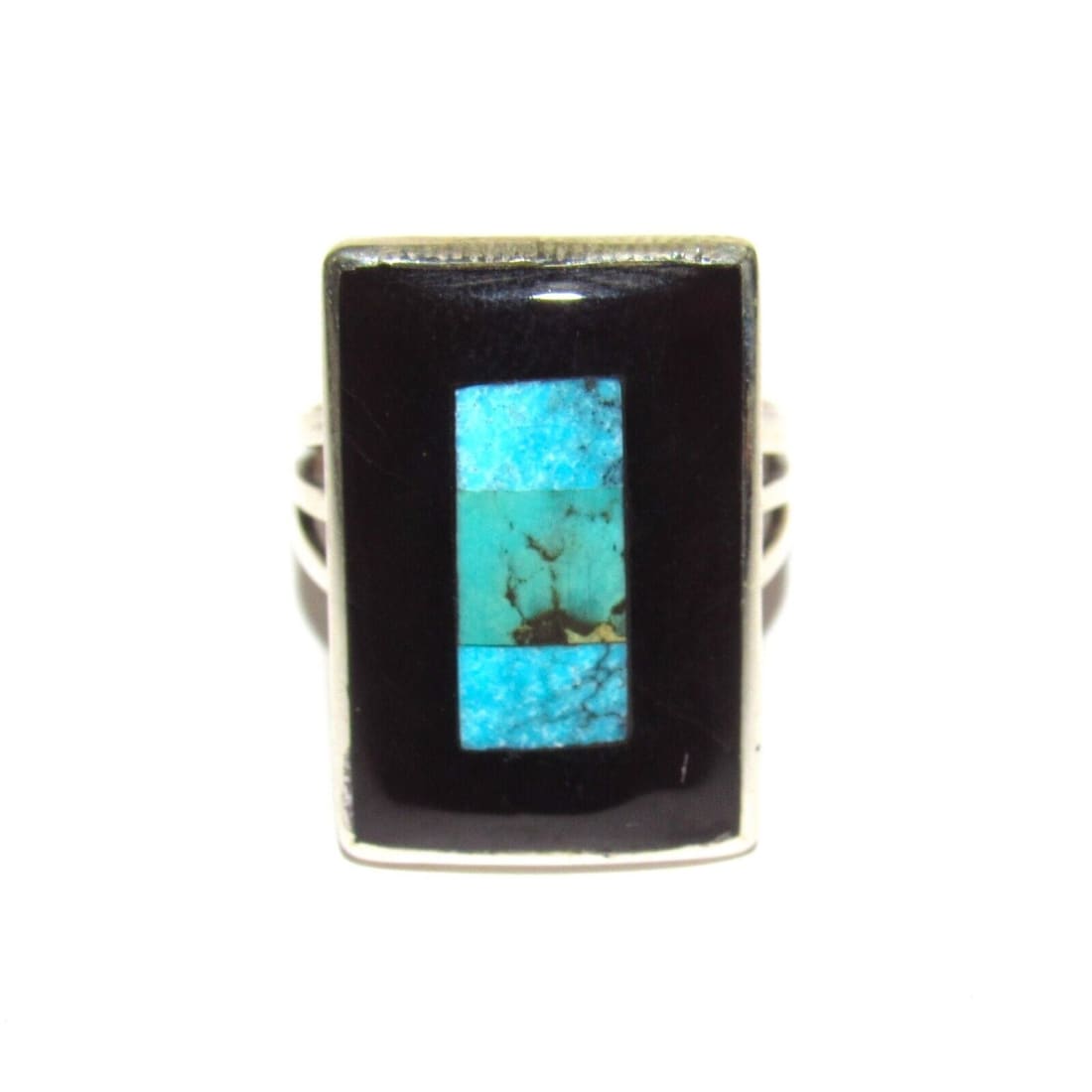 Zuni Turquoise Jet Ring by Harlan Coonsis Sz 7 Native