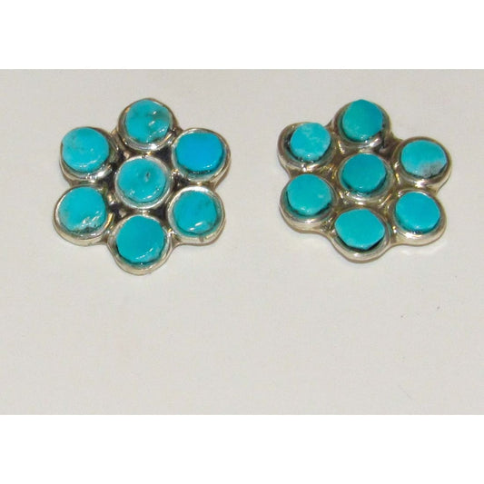 Zuni Turquoise Small Cluster Post Earrings Snake Eye Design