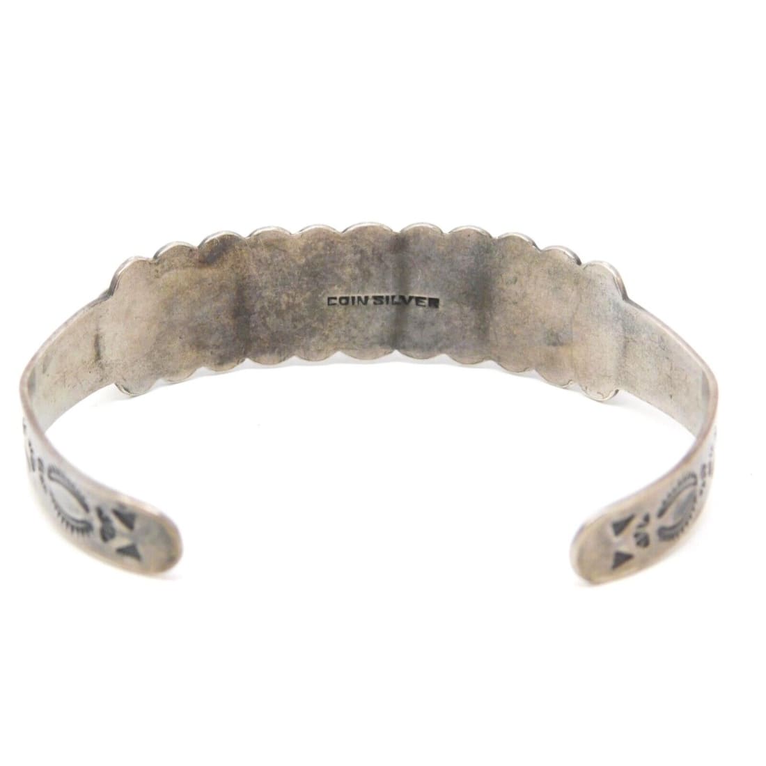 Early Navajo Cerrillos Turquoise Bracelet Fred Harvey Era Coin Silver Rare Pawn Native American