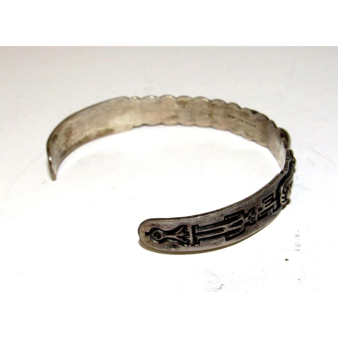 Fred Harvey Era Bracelet Navajo Coin Silver Turquoise Cuff Old Pawn Stacker Fred Harvey