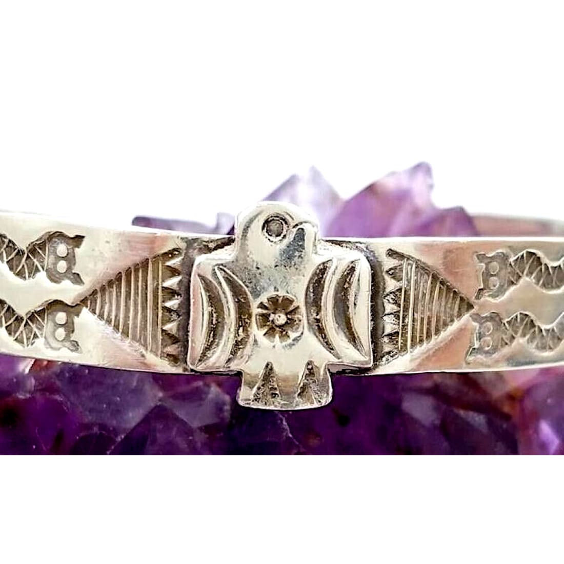 Fred Harvey Era Bracelet Navajo Sterling Thunderbird Snakes 