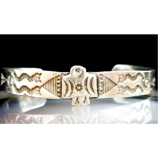 Fred Harvey Era Bracelet Navajo Sterling Thunderbird Snakes 