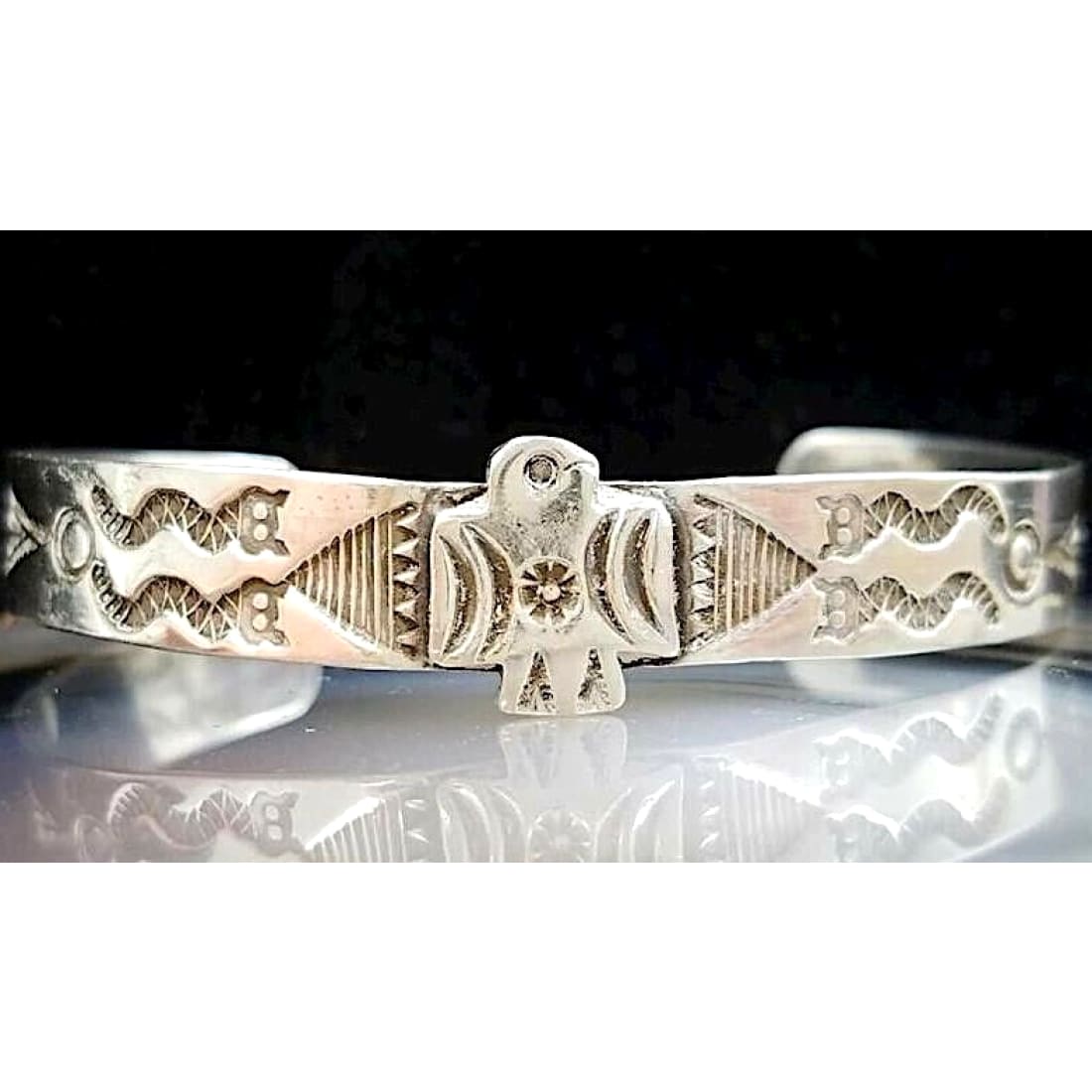 Fred Harvey Era Bracelet Navajo Sterling Thunderbird Snakes 