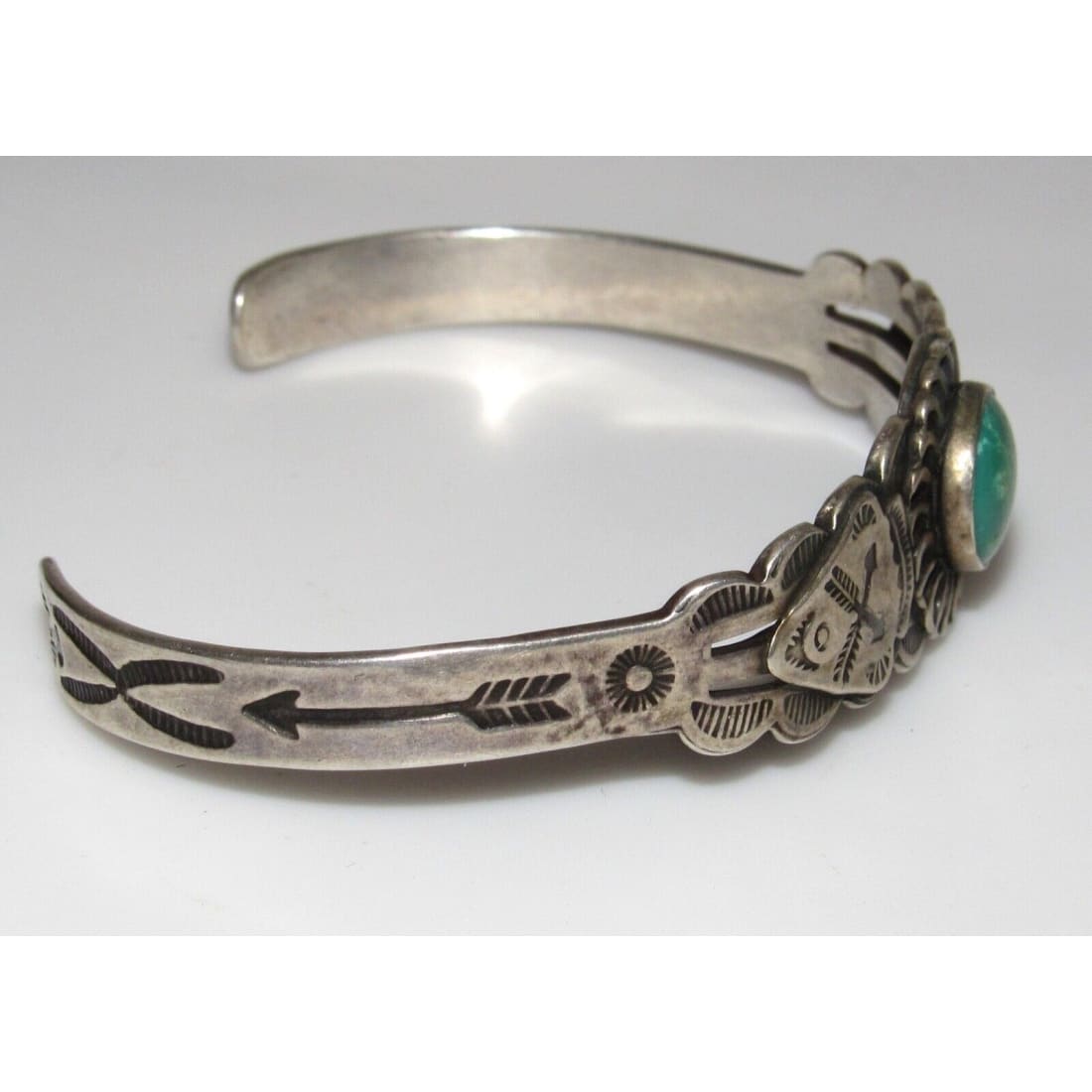 Fred Harvey Era Bracelet Navajo Sterling Turquoise Arrows 