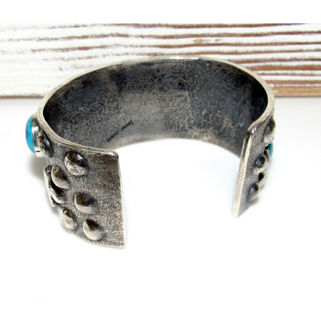 Huge Navajo Bracelet Tufa Cast Sterling Sleeping Beauty 