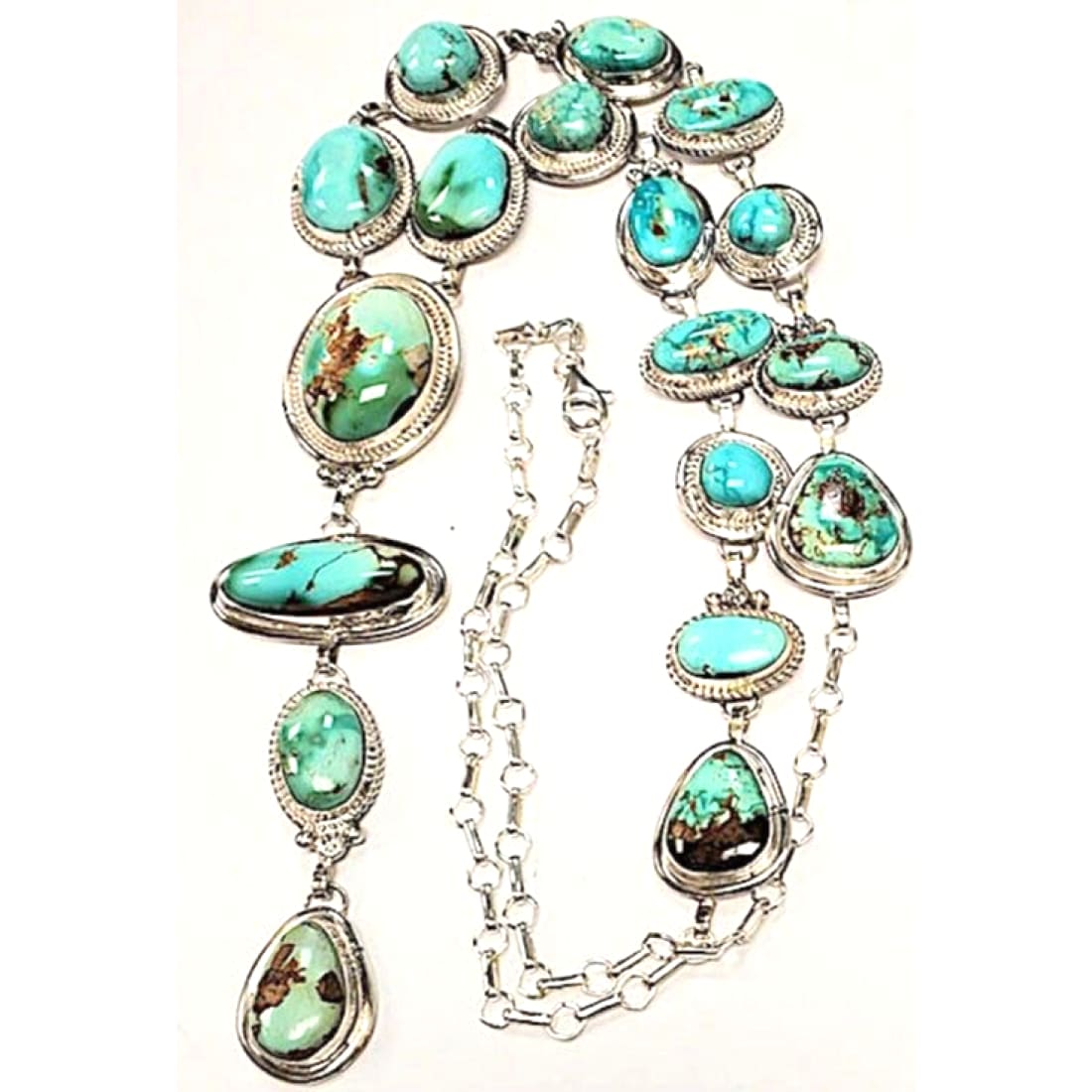 Huge Navajo Gem Grade Royston Turquoise Lariat Necklace 
