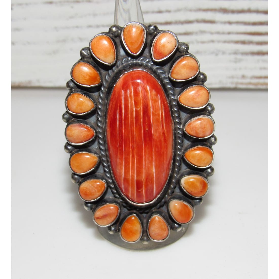 Huge Navajo Orange Spiny Oyster Ring Size 7 Anthony Skeets Native American Signed The Southwestern Style Gallery