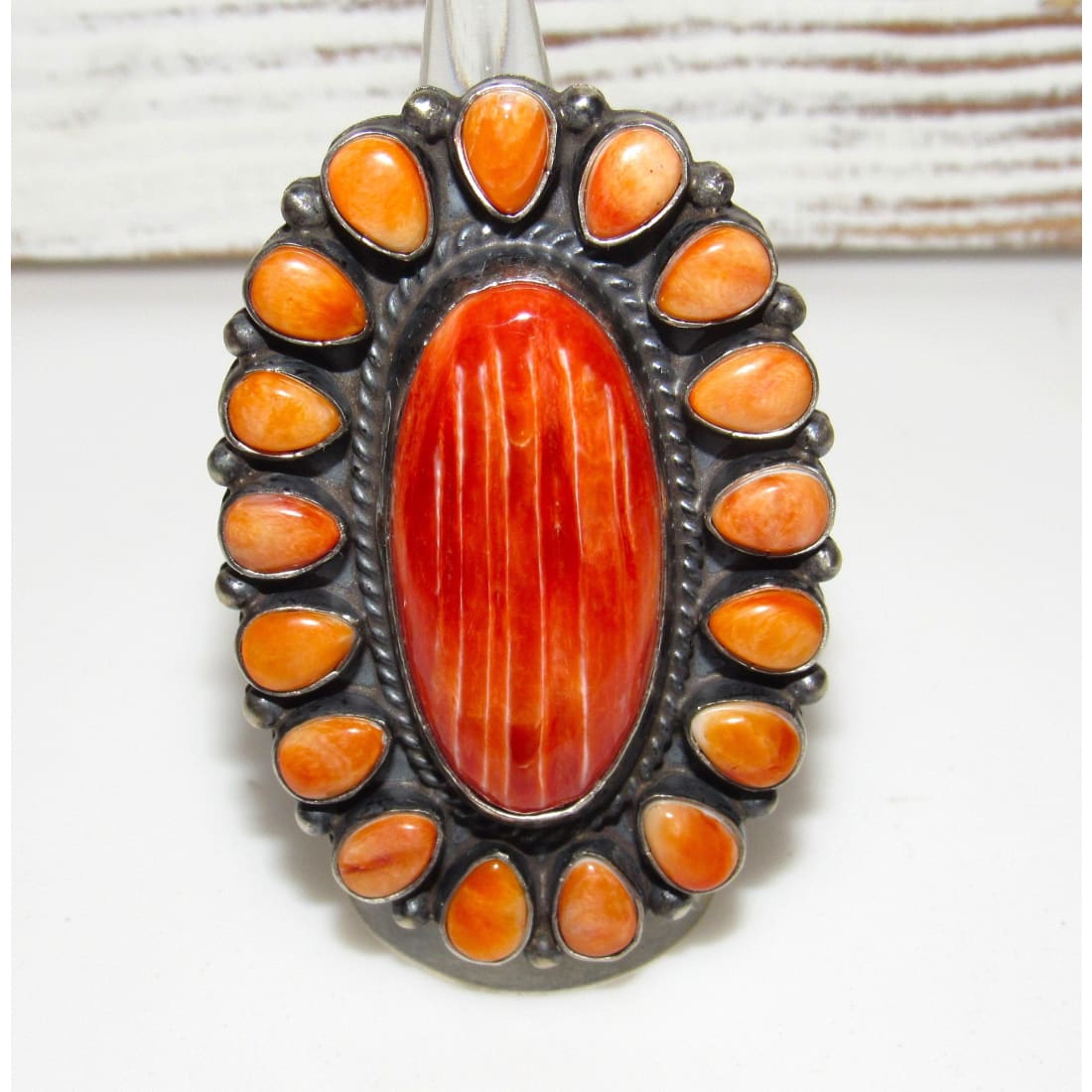 Huge Navajo Orange Spiny Oyster Ring Size 7 Anthony Skeets Native American Signed The Southwestern Style Gallery