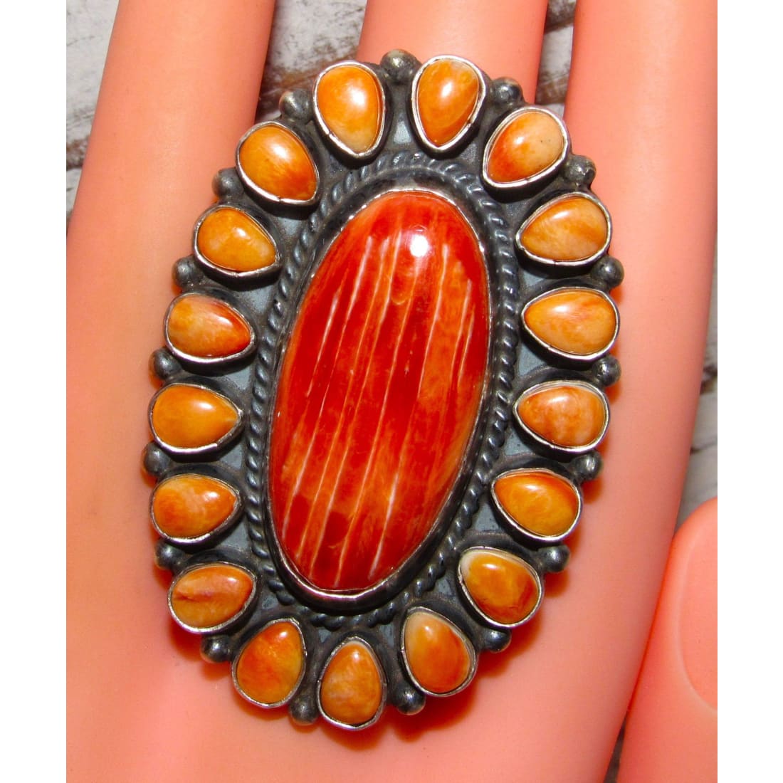 Huge Navajo Orange Spiny Oyster Ring Size 7 Anthony Skeets Native American Signed The Southwestern Style Gallery