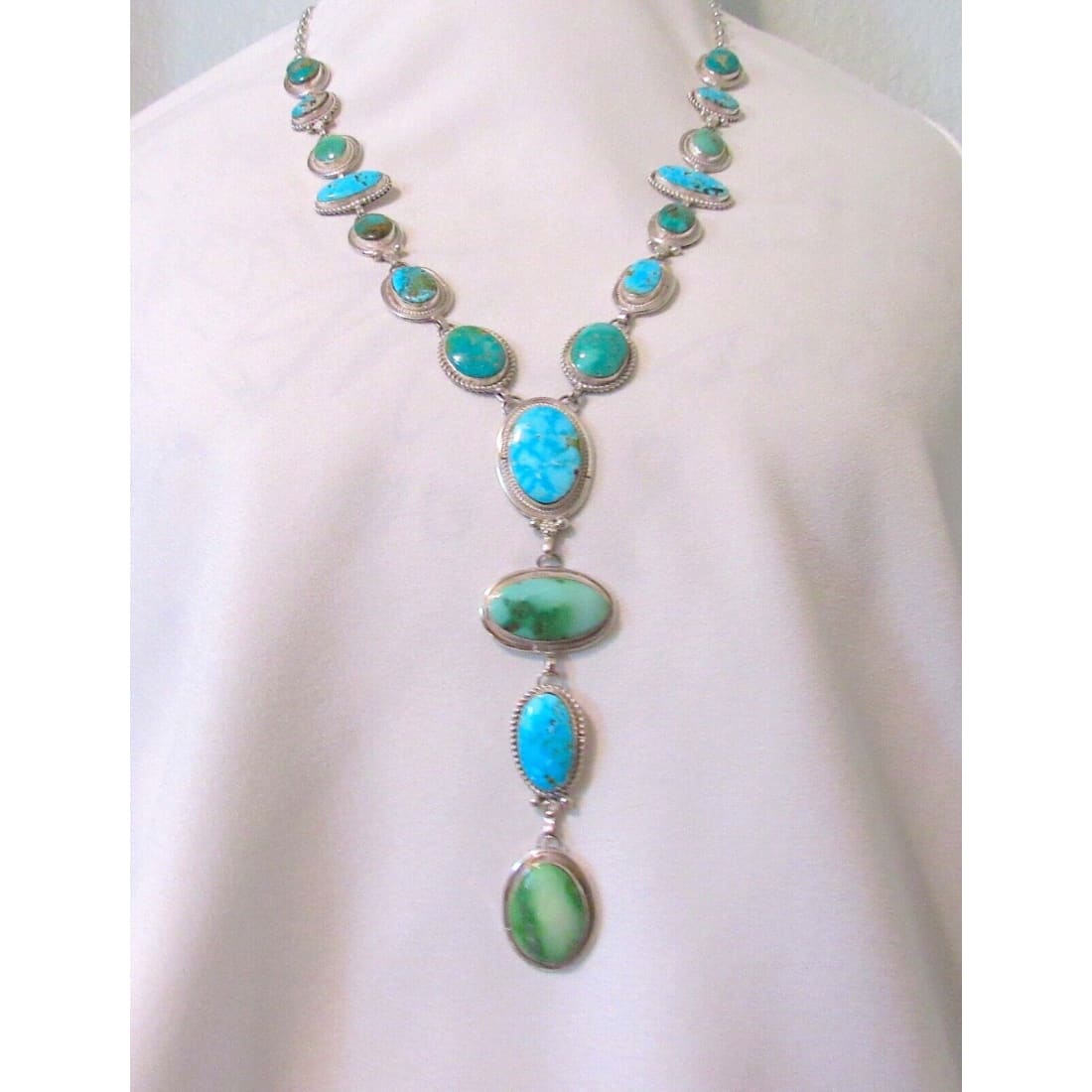 Huge Navajo Sonoran Gold & Royston Turquoise Lariat Necklace