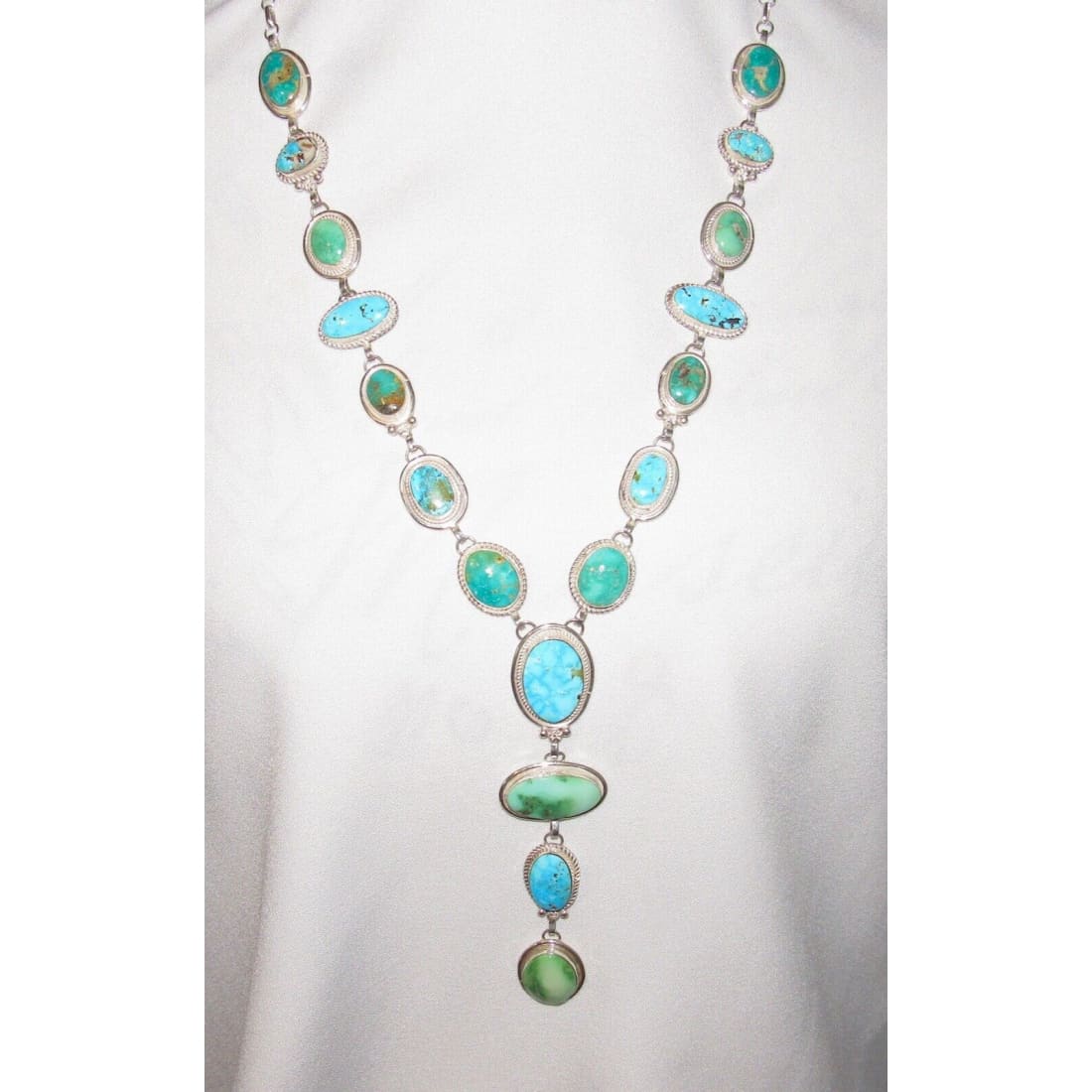 Huge Navajo Sonoran Gold & Royston Turquoise Lariat Necklace
