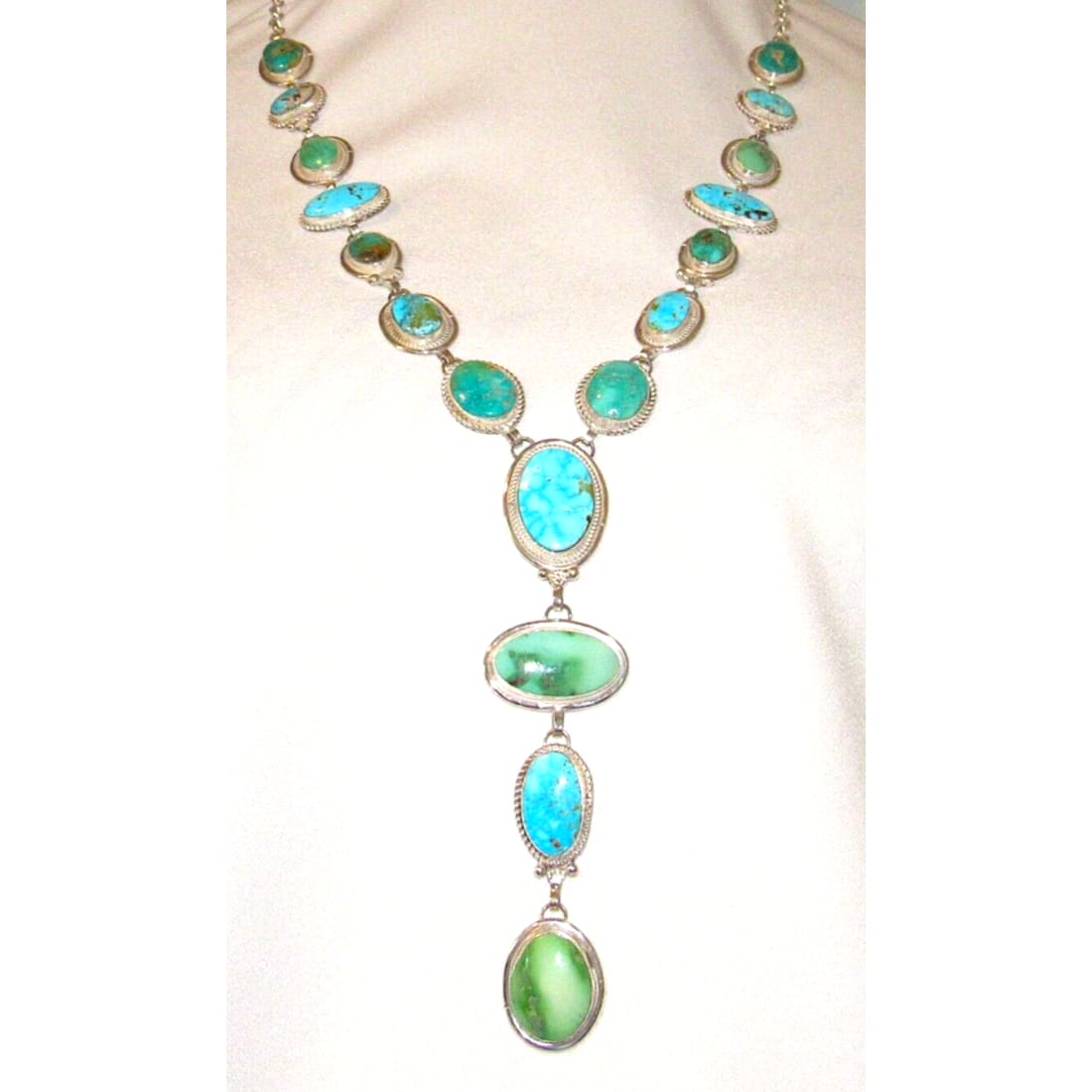 Huge Navajo Sonoran Gold & Royston Turquoise Lariat Necklace