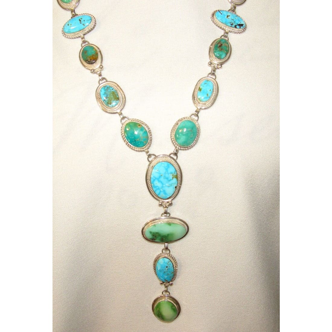 Huge Navajo Sonoran Gold & Royston Turquoise Lariat Necklace
