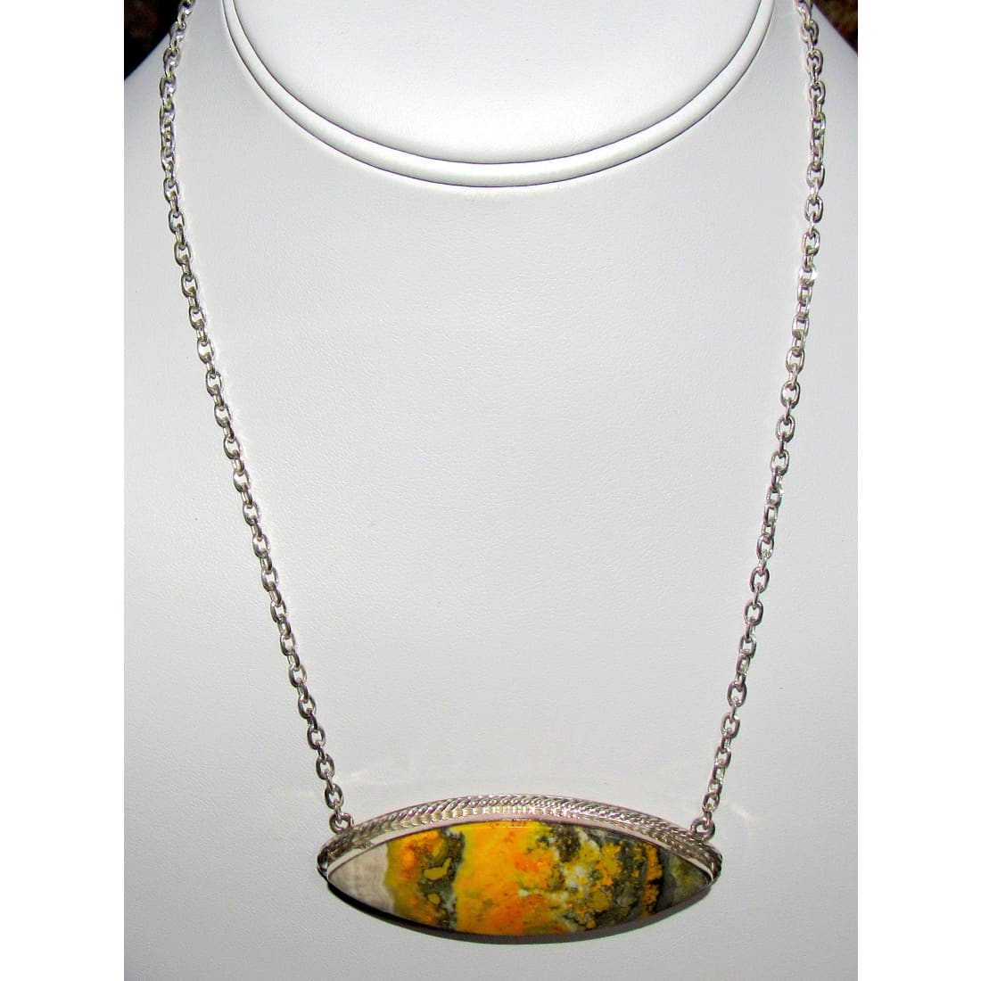 Huge Navajo Sterling Bumblebee Jasper Bar Necklace Native American Signed Statement Necklace The Southwestern Style Gallery