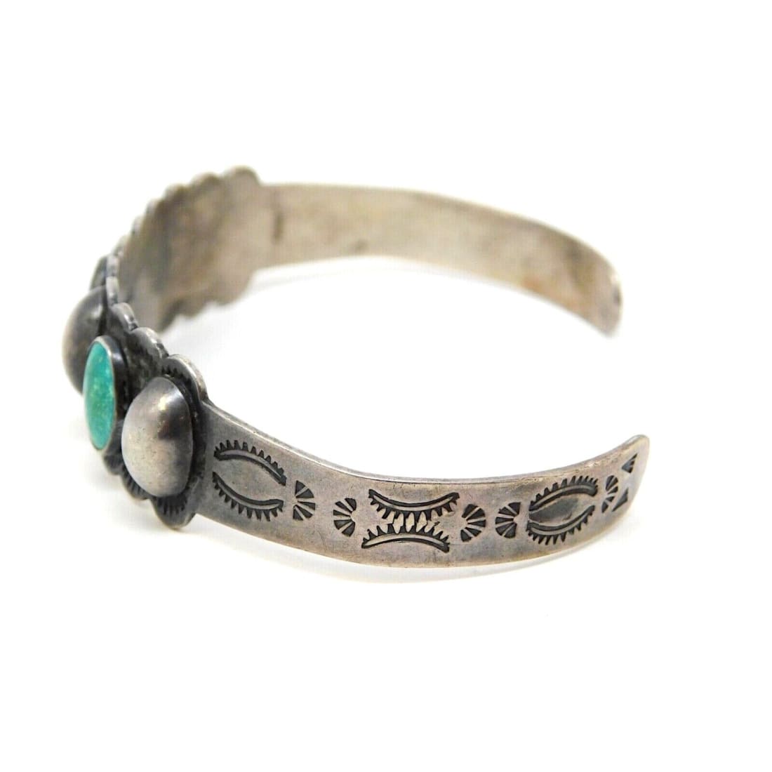 Early Navajo Cerrillos Turquoise Bracelet Fred Harvey Era Coin Silver Rare Pawn Native American