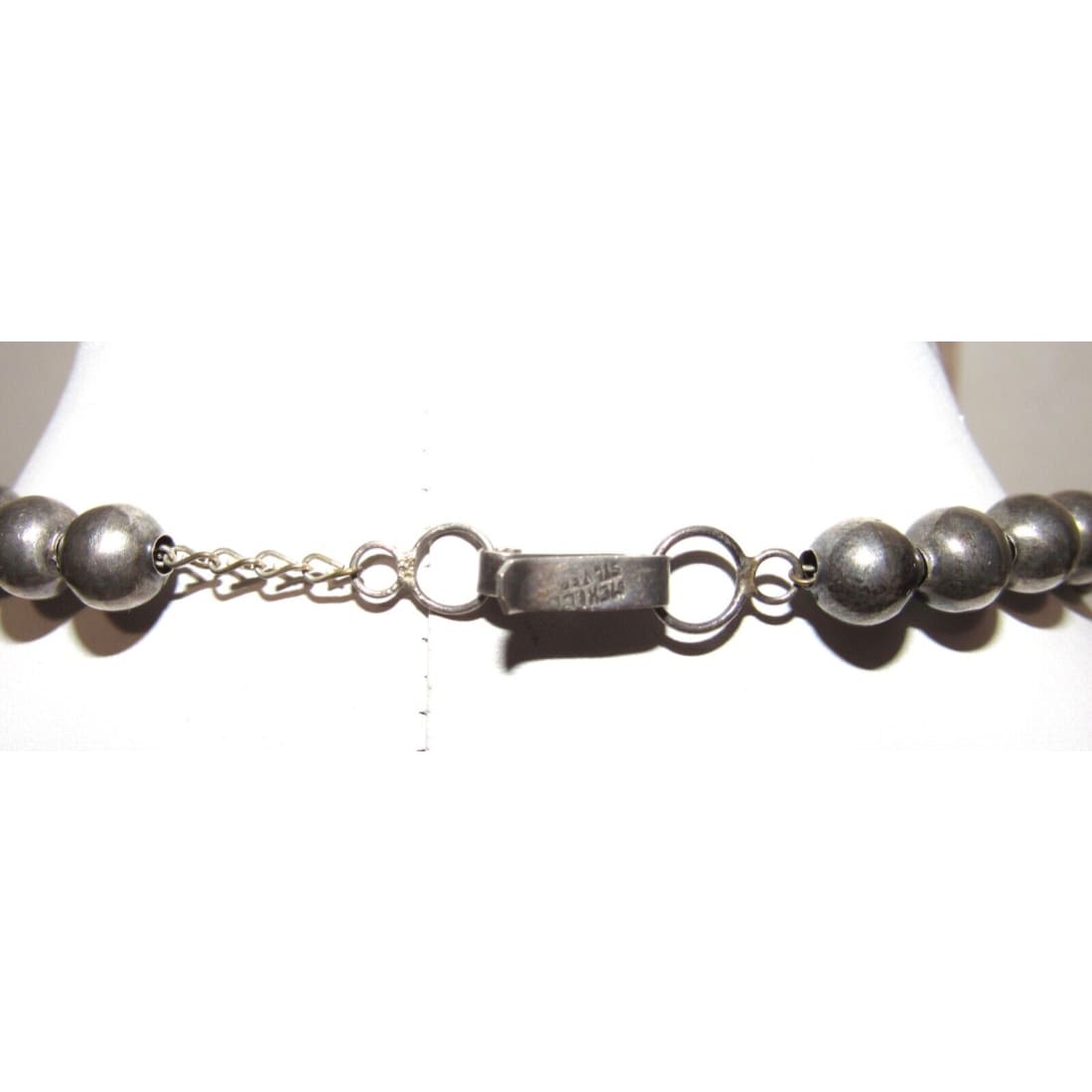 Early Pre-Eagle Mexican Sterling Silver Beads Necklace 18"L Taxco Taxco