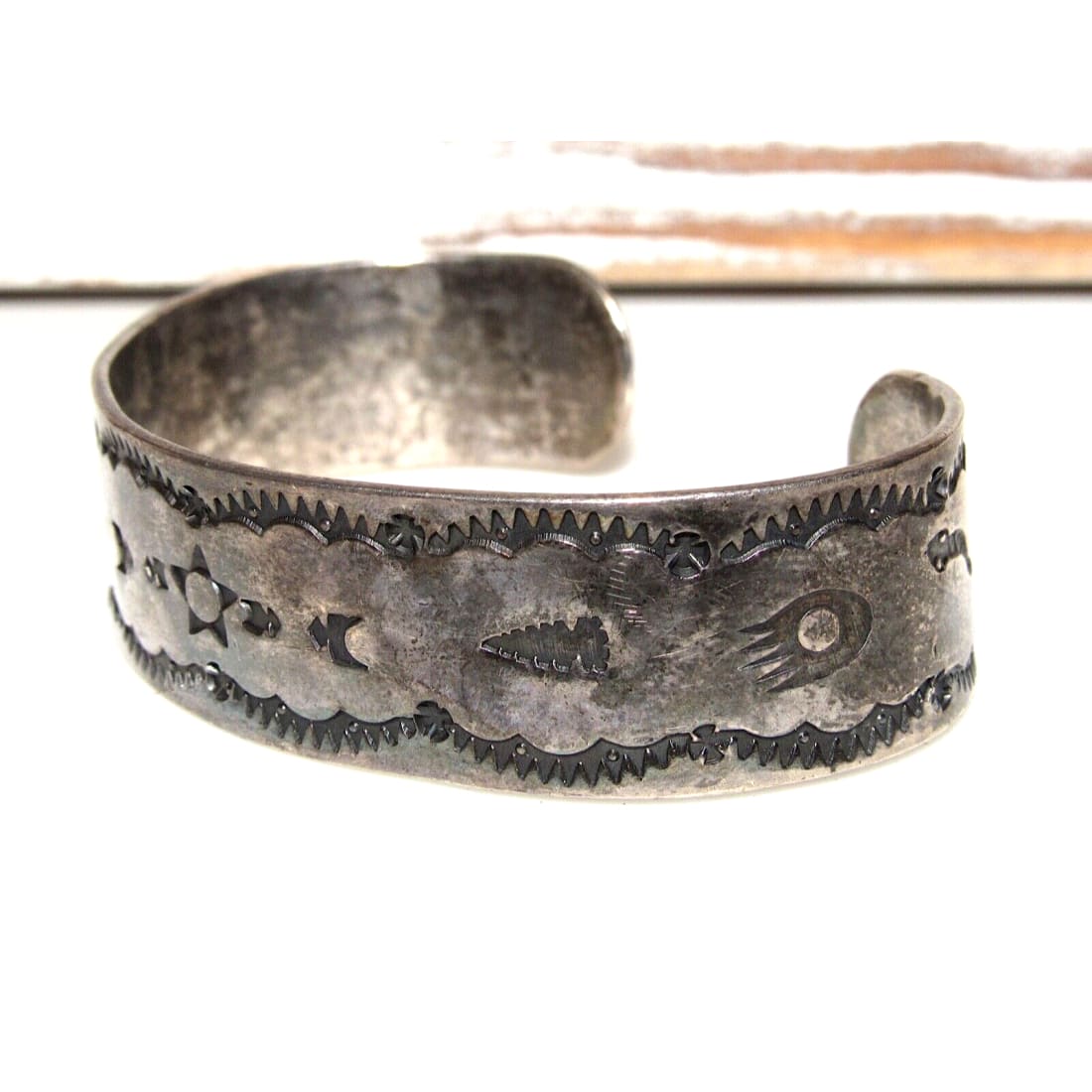 Early Old Pawn Navajo Ingot Cuff Bracelet Hand Stamped Arrows Rare Crica 1900 Native American