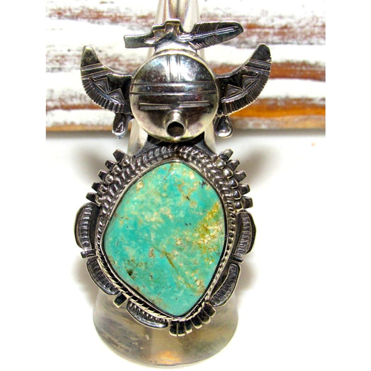 Large Navajo Kachina Ring Sz 7 Bennie Ration Royston Turquoise Sterling Native American