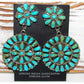 Large Navajo Turquoise Cluster Dangle Earrings Sterling 