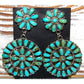 Large Navajo Turquoise Cluster Dangle Earrings Sterling 