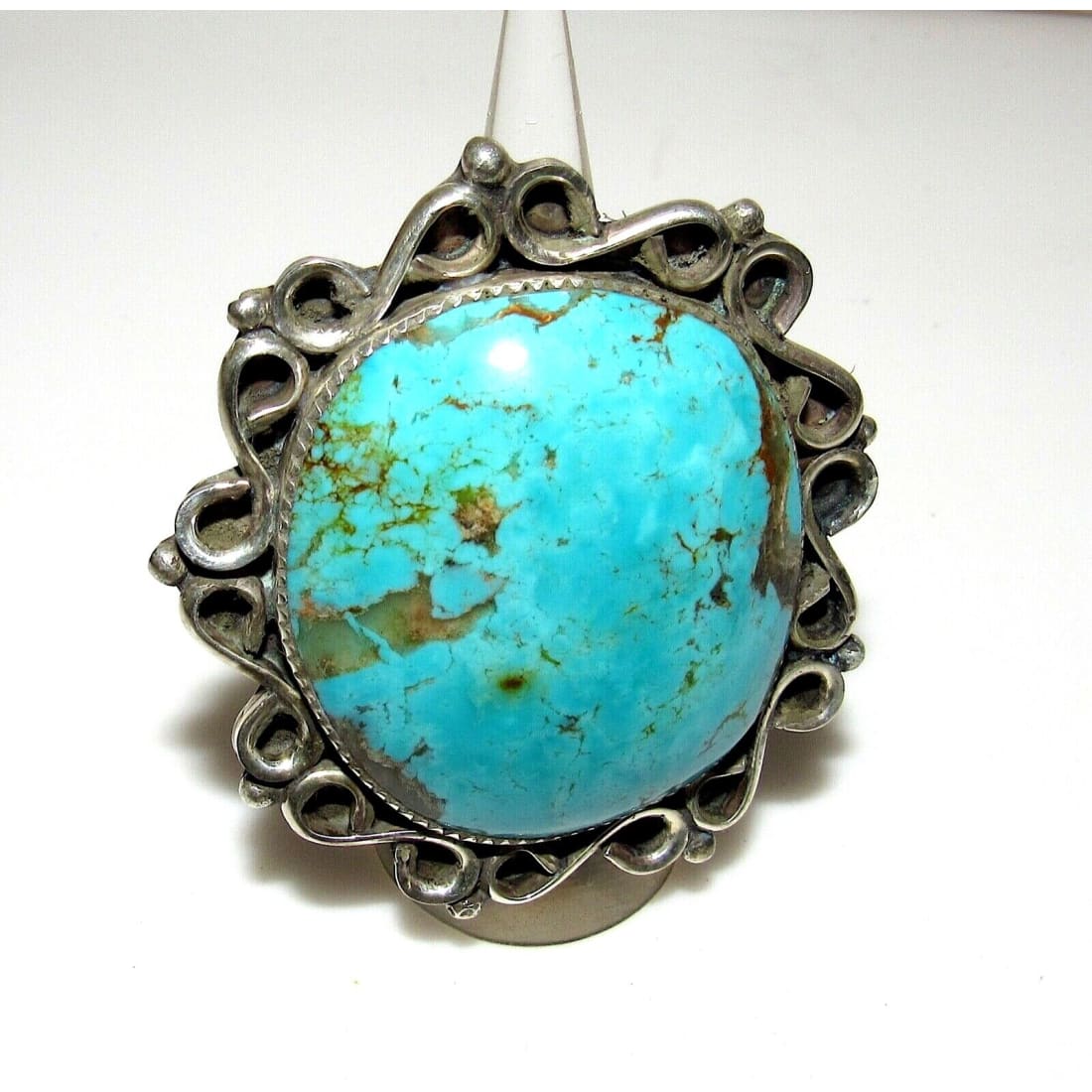 Massive Native American Ring Sz 8 Royston Turquoise San 
