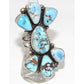 Massive Navajo Golden Hills Turquoise Cluster Ring Sz 6.5 