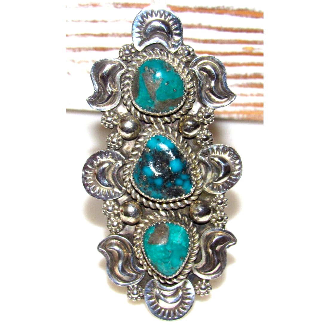 Massive Navajo Kingman Turquoise Statement Ring Size 7 