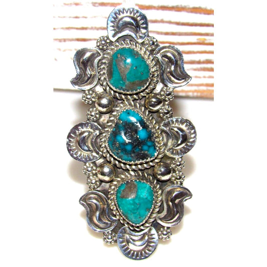 Massive Navajo Kingman Turquoise Statement Ring Size 7 