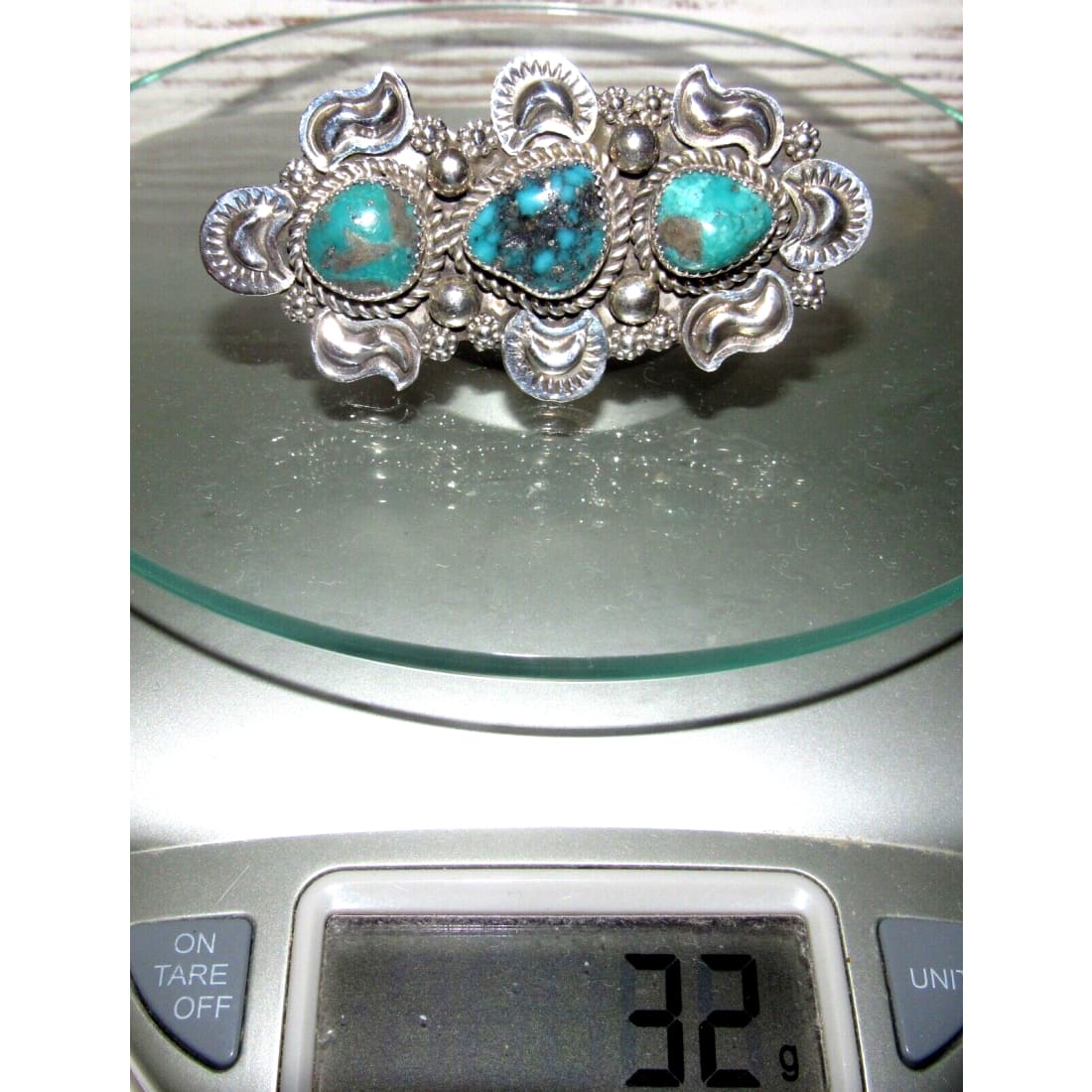 Massive Navajo Kingman Turquoise Statement Ring Size 7 