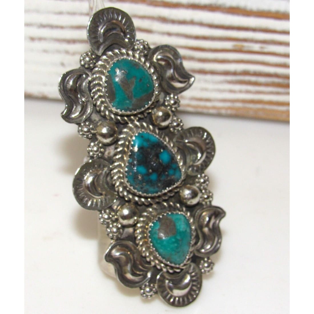 Massive Navajo Kingman Turquoise Statement Ring Size 7 