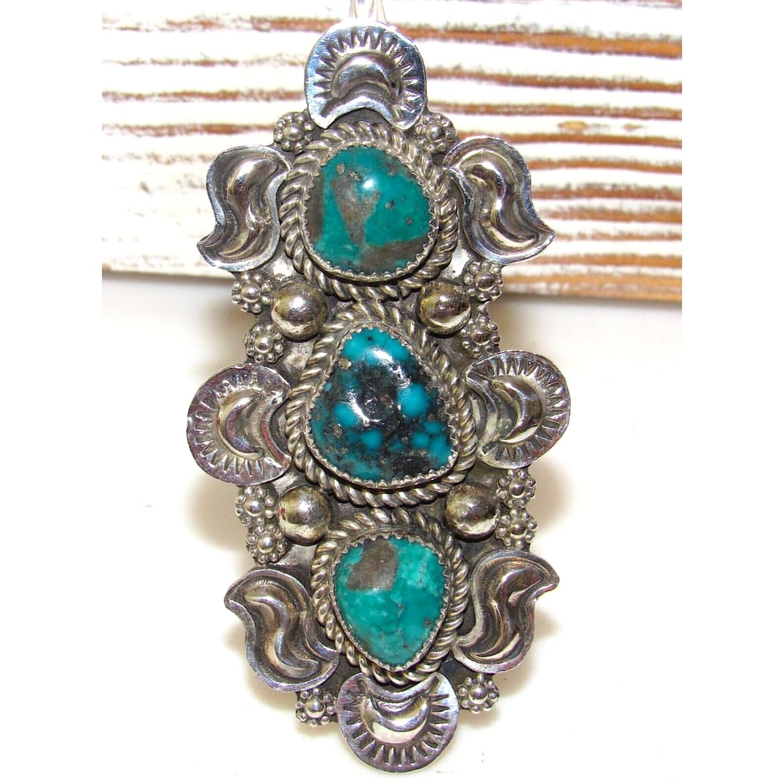 Massive Navajo Kingman Turquoise Statement Ring Size 7 