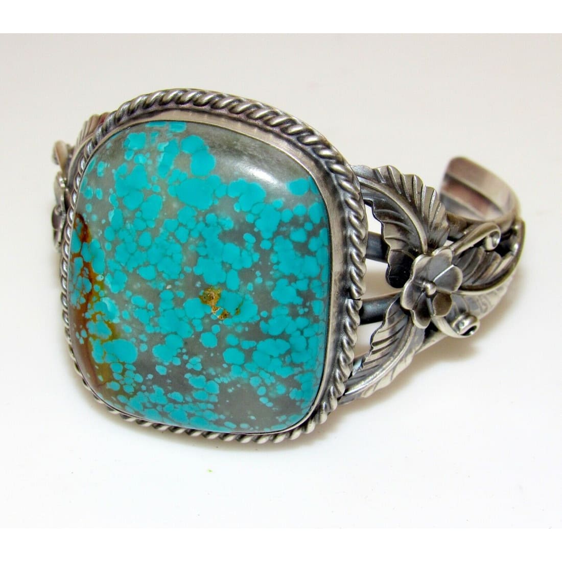 Massive Navajo Number 8 Turquoise Cuff Bracelet Sterling Signed Native American Native American