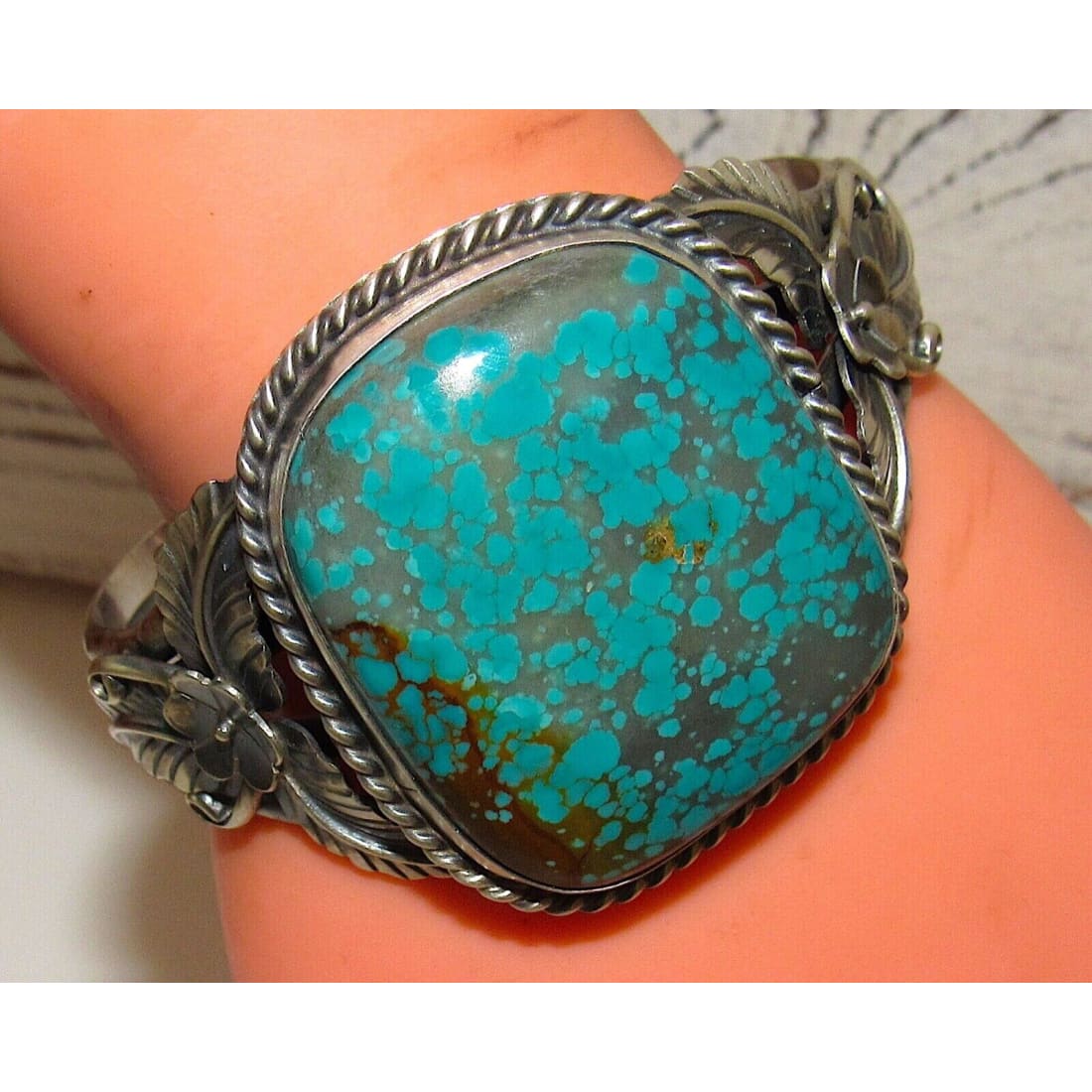 Massive Navajo Number 8 Turquoise Cuff Bracelet Sterling Signed Native American Native American