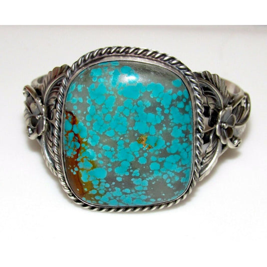 Massive Navajo Number 8 Turquoise Cuff Bracelet Sterling Signed Native American Native American