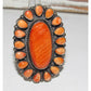 Massive Navajo Orange Spiny Cluster Ring Sz 8 Sterling 