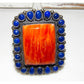Massive Navajo Orange Spiny & Lapis Cluster Ring Sz 9 