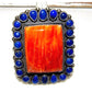 Massive Navajo Orange Spiny & Lapis Cluster Ring Sz 9 