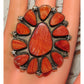 Massive Navajo Red Orange Spiny Oyster Cluster Ring Sz 8 