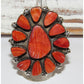 Massive Navajo Red Orange Spiny Oyster Cluster Ring Sz 8 
