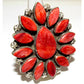 Massive Navajo Red Spiny Oyster Cluster Ring Sz 9 Sterling