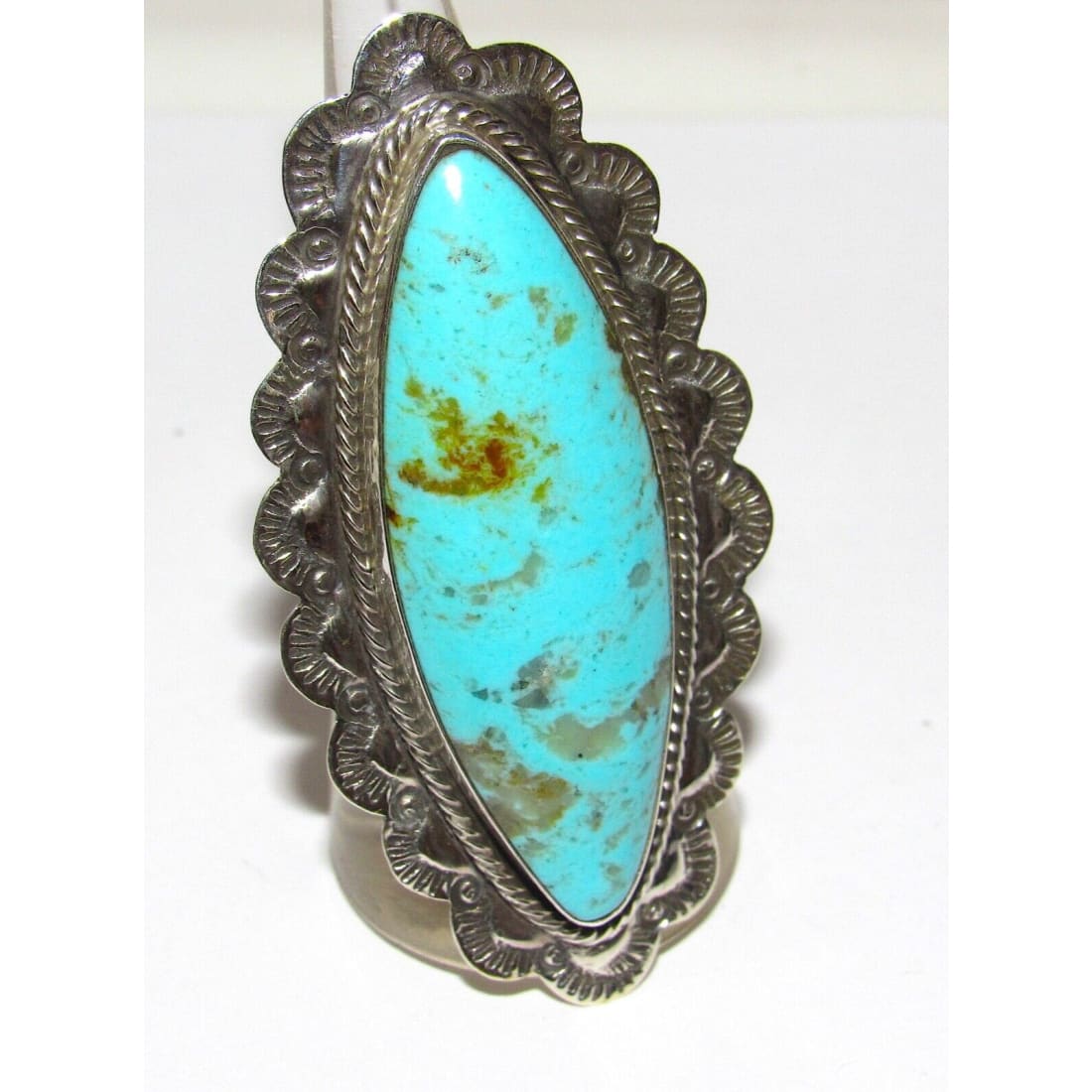 Massive Navajo Royston Turquoise Ring Size 7.5 Sterling 