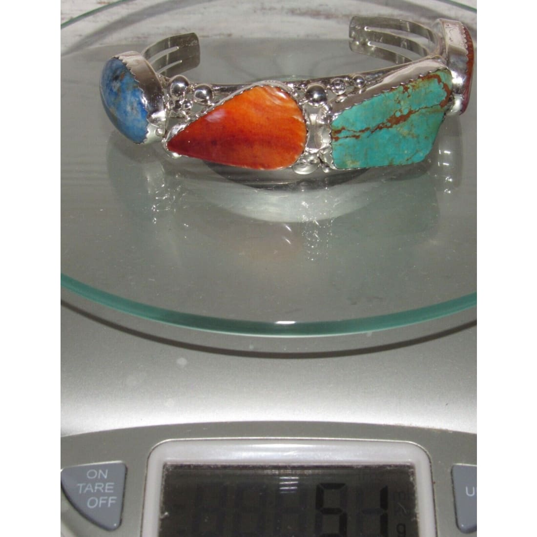 Massive Navajo Royston Turquoise Spiny Oyster Sterling Statement Cuff Bracelet Native American