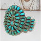 Massive Navajo Turquoise Cluster Cuff Bracelet Sterling 